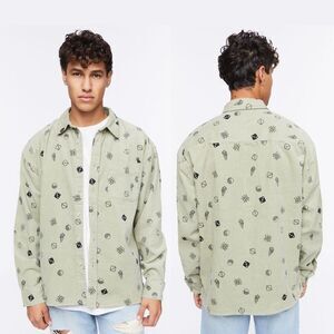 Forever 21‎ Men's Dice Print Cotton Corduroy Shirt